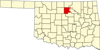 Map of Oklahoma highlighting Noble County