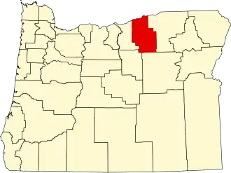 Map of Oregon highlighting Morrow County