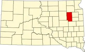 Map of South Dakota highlighting Clark County