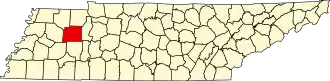 Map of Tennessee highlighting Carroll County
