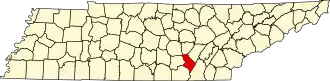 Map of Tennessee highlighting Sequatchie County
