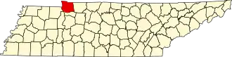 Map of Tennessee highlighting Stewart County