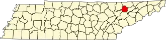 Map of Tennessee highlighting Union County