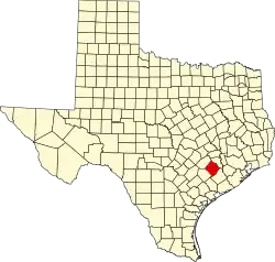 Map of Texas highlighting Colorado County