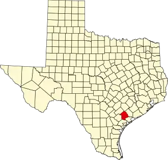 Map of Texas highlighting Victoria County
