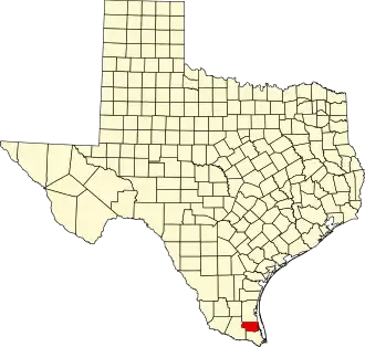 State map highlighting Willacy County