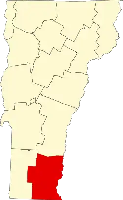 Map of Vermont highlighting Windham County
