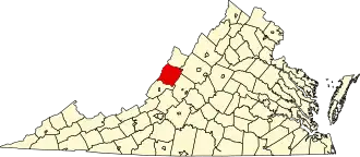 Map of Virginia highlighting Bath County