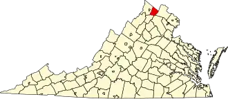Map of Virginia highlighting Clarke County