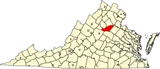 Map of Virginia highlighting Orange County