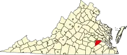 Map of Virginia highlighting Prince George County