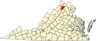 Map of Virginia highlighting Warren County