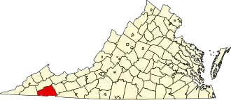 Map of Virginia highlighting Washington County