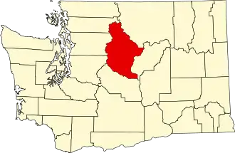 Map of Washington highlighting Chelan County