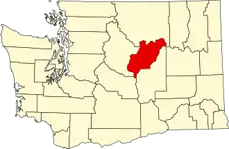 Map of Washington highlighting Douglas County