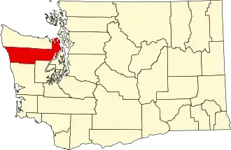 Map of Washington highlighting Jefferson County