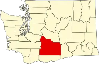 Map of Washington highlighting Yakima County