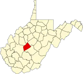 Map of West Virginia highlighting Clay County