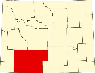Map of Wyoming highlighting Sweetwater County