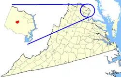 State map highlighting Fairfax