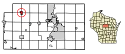 Location of Athens in Marathon County, Wisconsin.