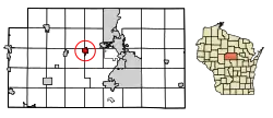 Location of Marathon City in Marathon County, Wisconsin.