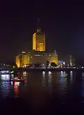 The building at night