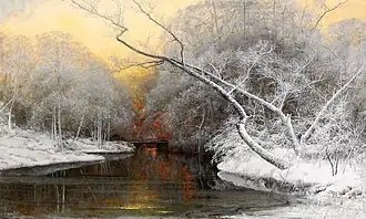Nightfall over a Frosty Winter Landscape