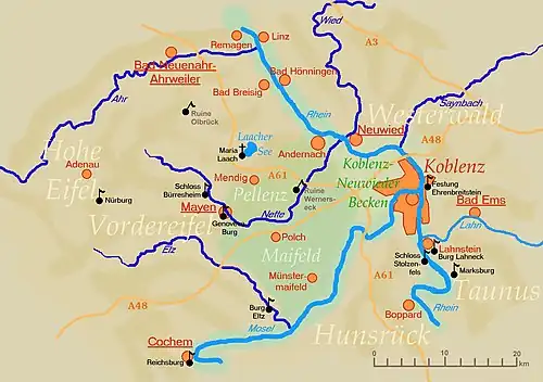 Map of the Koblenz region