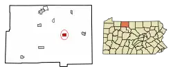 Location of Smethport in McKean County, Pennsylvania.