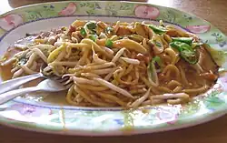 Mee rebus served in a coffee shop in Malaysia