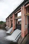 Side view of the gates and water flow