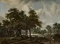 Meindert Hobbema Wooded Landscape with Farmsteads (c. 1665)