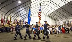 Air Force Color Guard march during Massing of the Colors, 2015