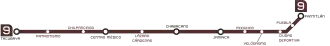 Mexico City Metro Line 9 map