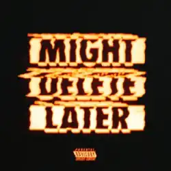 The name of the album in black block text on a bright, glowing, partially distorted orange screen.