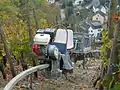 Petrol powered car of Monorackbahn in a vineyard near Kobern-Gondorf