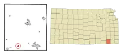 Location within Montgomery County and Kansas