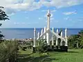 Morne Bruce Cross, with town of Roseau below