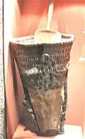 Decorated leather backpack for carrying salt