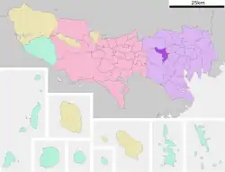 Location of Nakano in Tokyo Metropolis