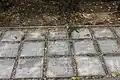 Guests at the LBJ Ranch were sometimes invited to place their names in cement for posterity; here one can see the names of Orville Freeman, Curtis LeMay, and singer Eddy Arnold.