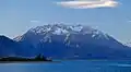 Naumann Range from Lake Ohau. Mount Glen Lyon is in front and the very highest point is the top of Mount Glenmary in back.