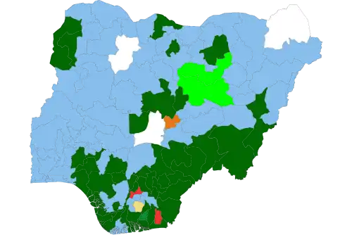 Map of Senate composition by party