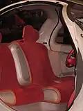 The car's interior.