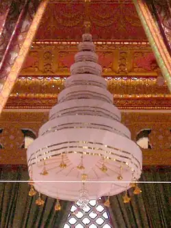 A 9-tiered umbrella over the funeral pyre of King Bhumibol Adulyadej