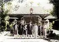 Family of imperial member Nguyễn Phúc Hồng Khẳng (1861 – 1931) (middle) son of prince Nguyễn Phúc Miên Thẩm in 1920s at his private mansion in Huế.