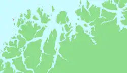 Locator map of Sørfugløya, Troms, Norway