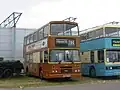 Nu-Venture Alexander RH bodied Leyland Olympian 100 (H838 PTW), wearing the centenary ochre livery