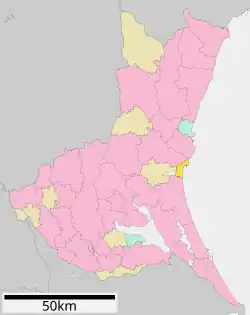 Location of Ōarai in Ibaraki Prefecture